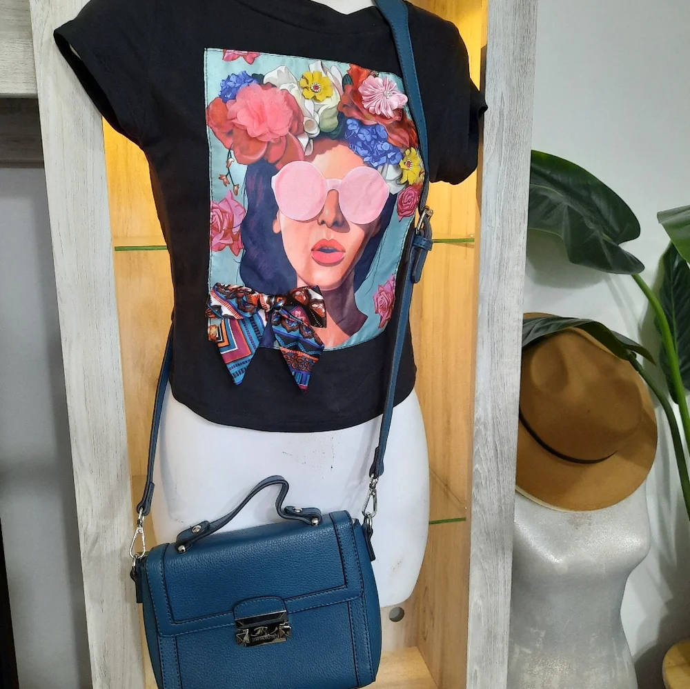 Teal Leather Crossbody Bag